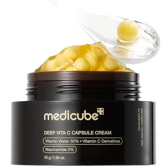 medicube Deep Vitamin C Golden Capsule Face Moisturizer - Liposome Capsules For Wrinkles, Skin Radiance - Transparent Gel for Glow Hydration - Korean Skin Care 1.94 oz