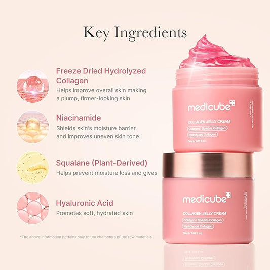 medicube Collagen Jelly Cream- Niacinamide & Freeze-Dried Hydrolyzed Collagen - Boosts skin's barrier hydration and gives 24h Glow & Lifted Look - Korean skincare (1.69 Fl Oz (Pack of 1))